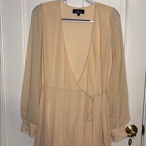 Lulu's Beige Wrap Dress